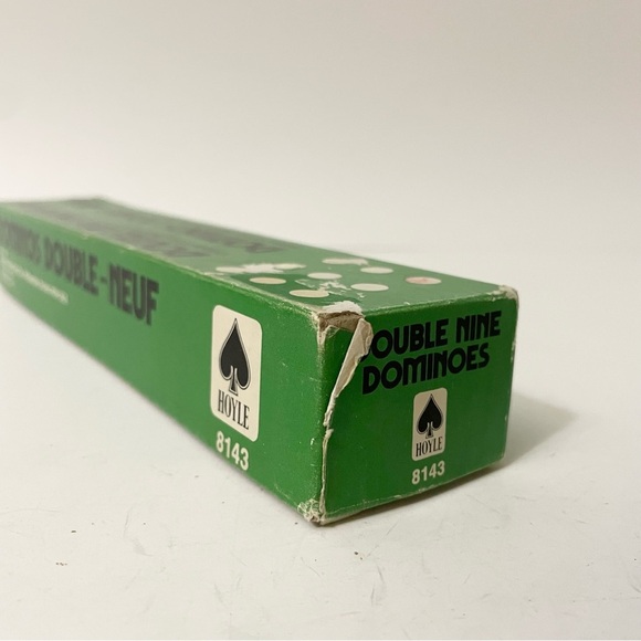 Vtg Hoyle Double Nine Black 55 Wood Dominoes Original Green Box - Picture 3 of 16